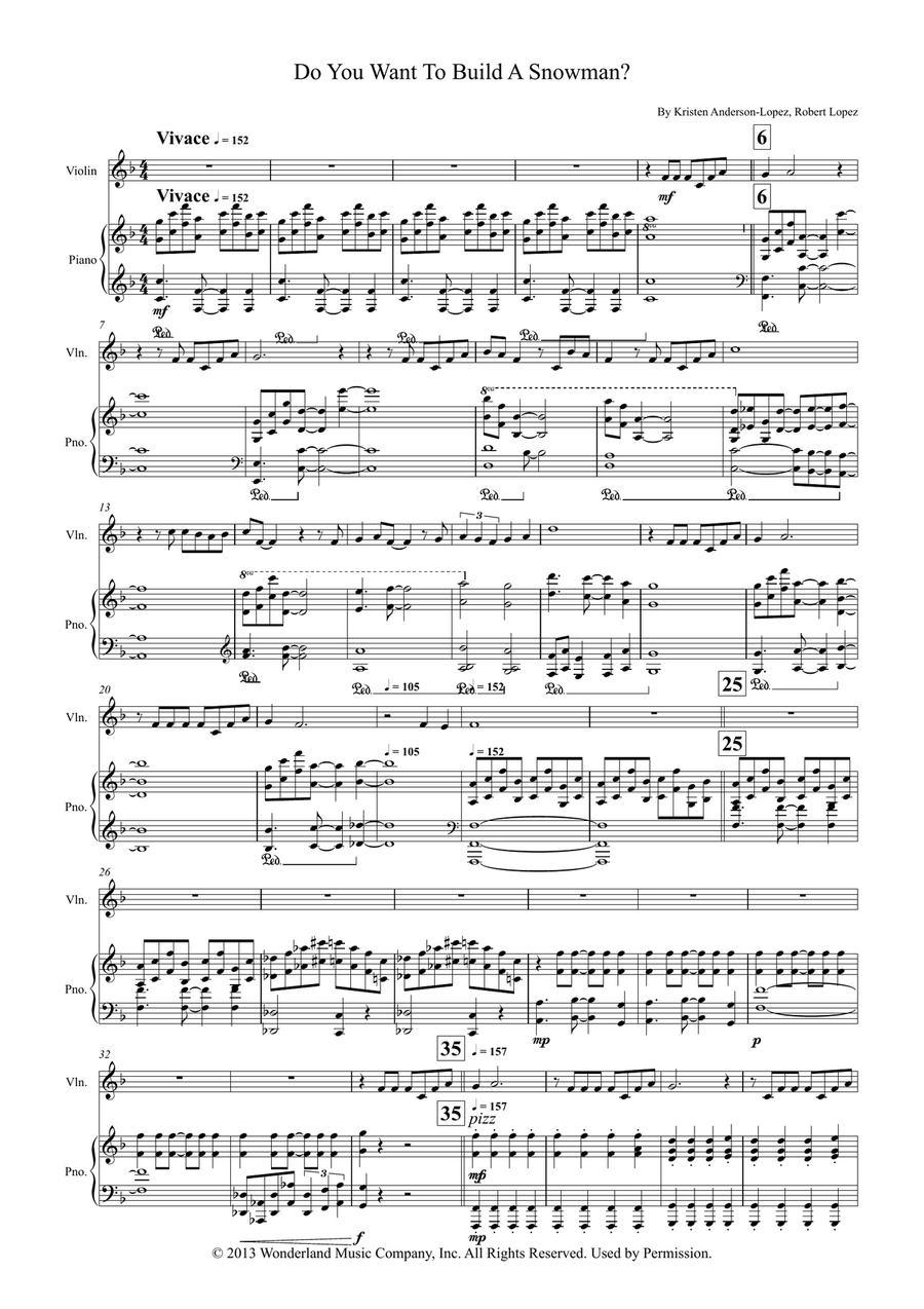 Do You Want To Build A Snowman? Violin Solo scores gallery preview page 1