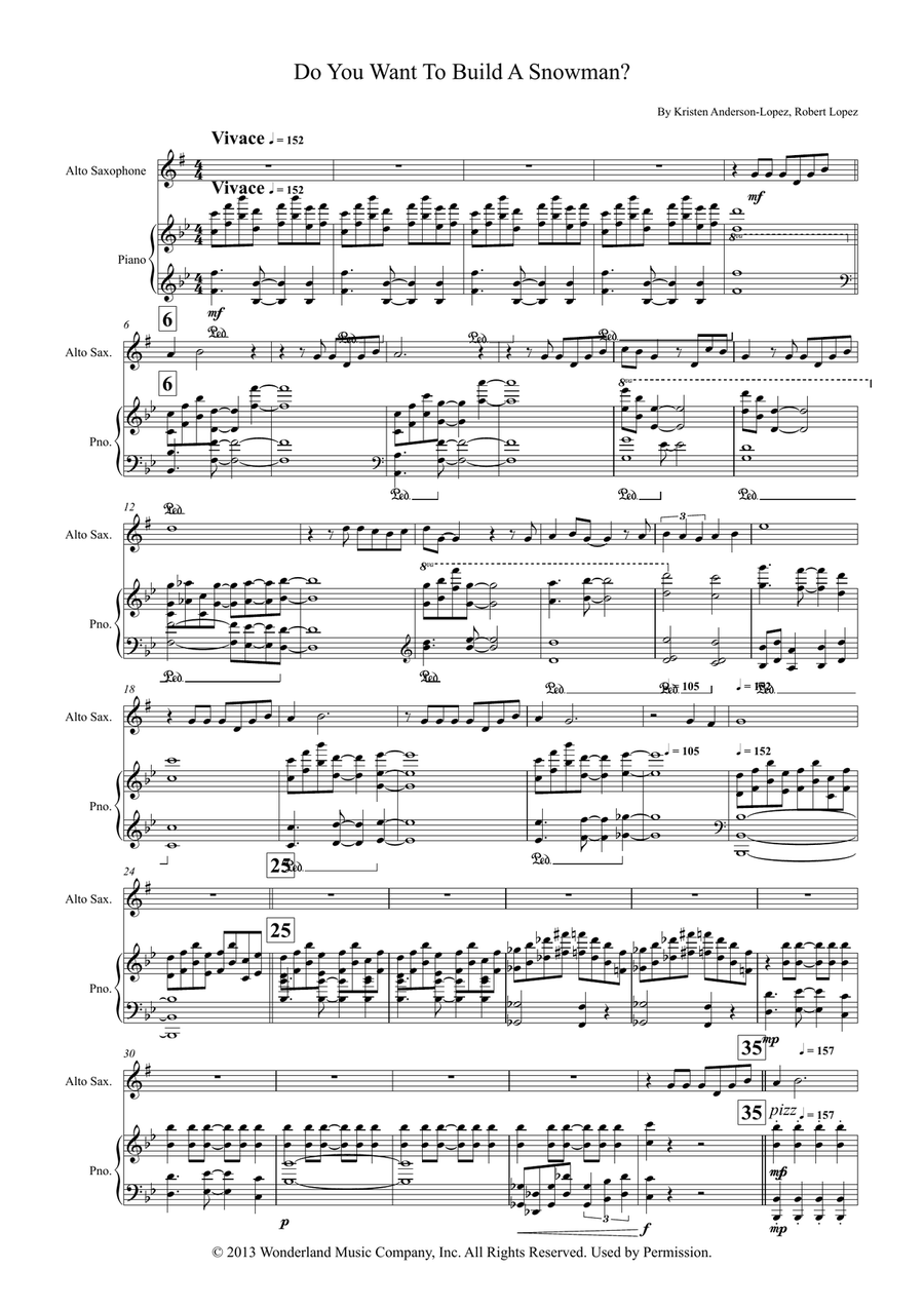 Do You Want To Build A Snowman? Alto Saxophone scores gallery preview page 1