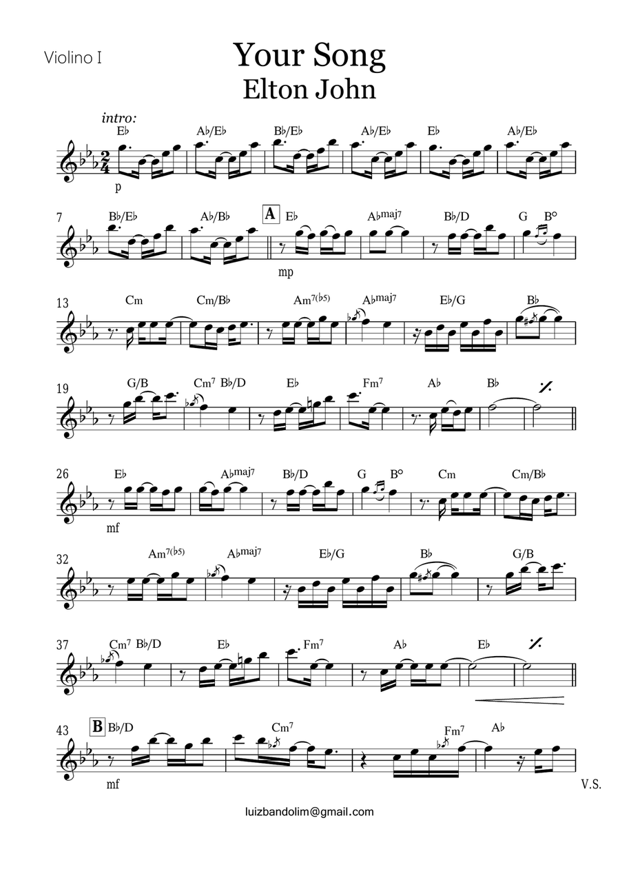 Your Song Your Song String Quartet scores gallery preview page 1