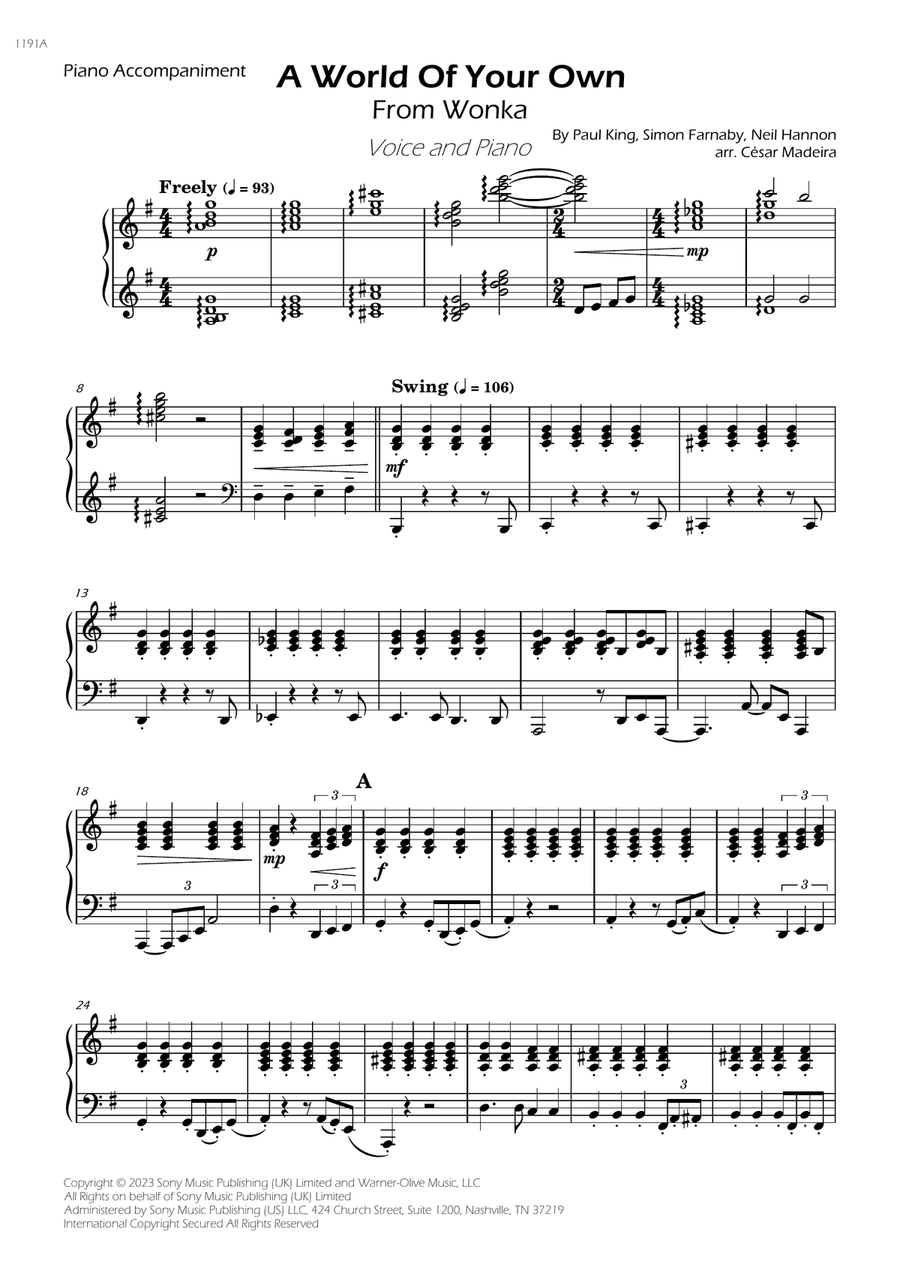 A World Of Your Own Piano Solo scores gallery preview page 1