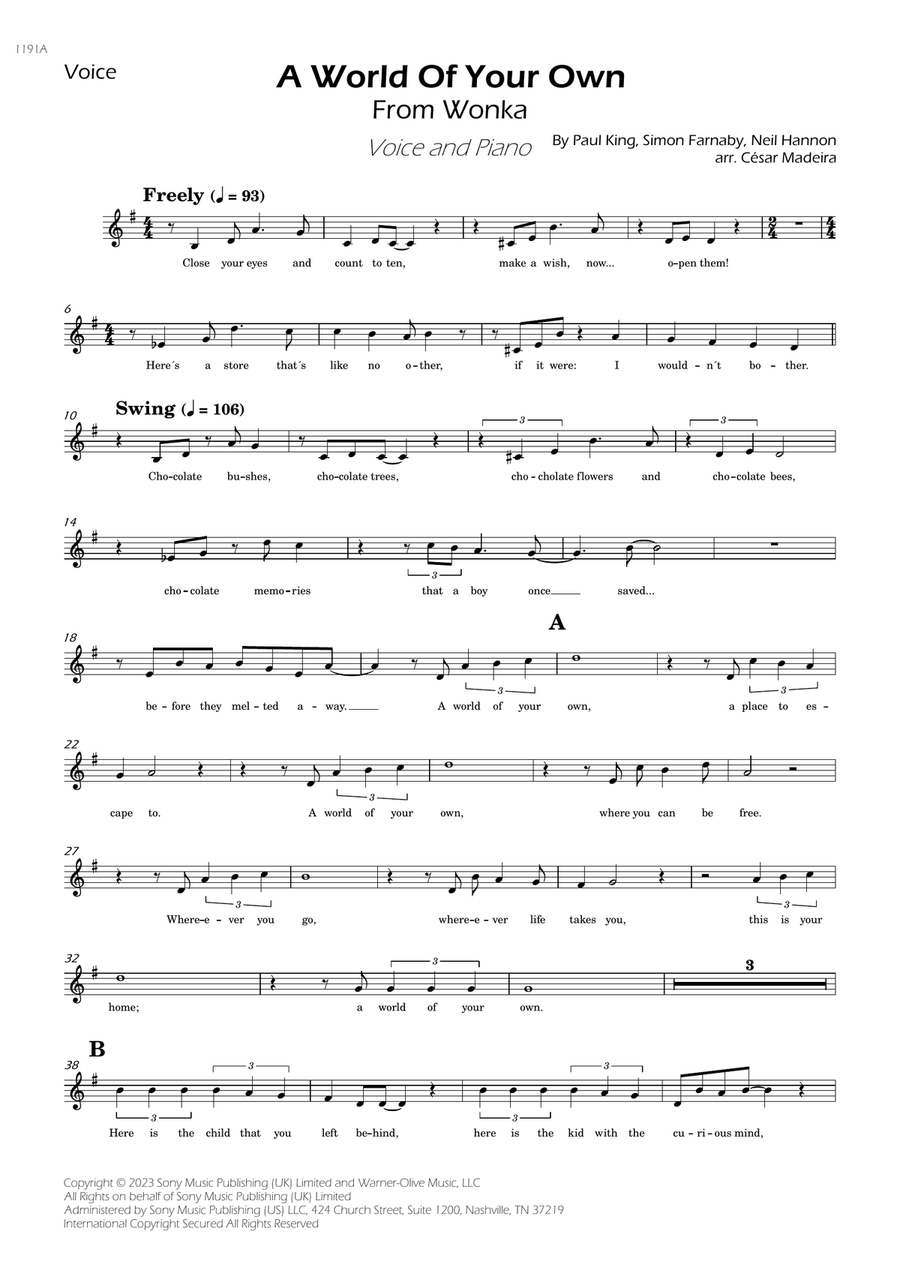 A World Of Your Own A World Of Your Own Piano, Vocal scores gallery preview page 1