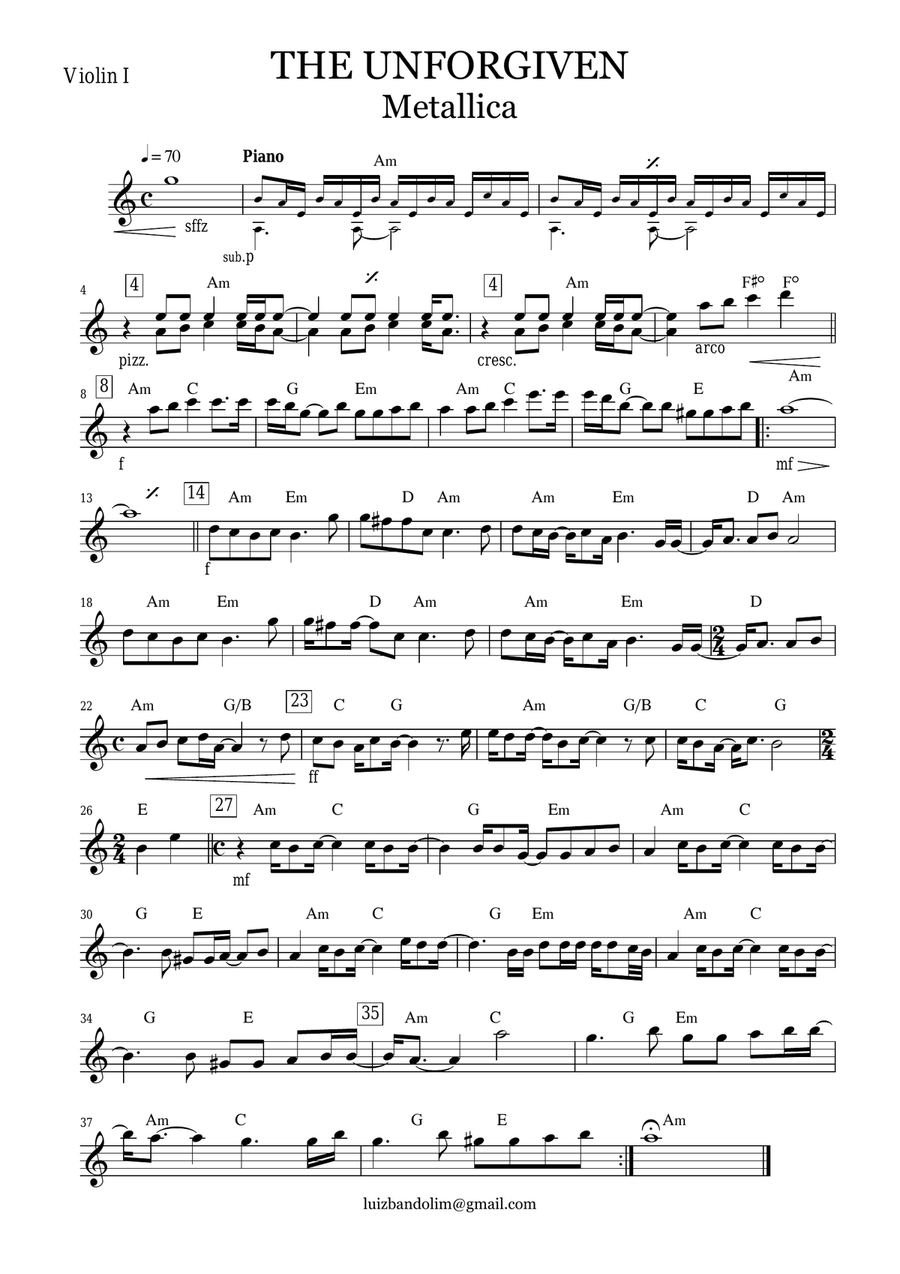The Unforgiven The Unforgiven String Quartet scores gallery preview page 1