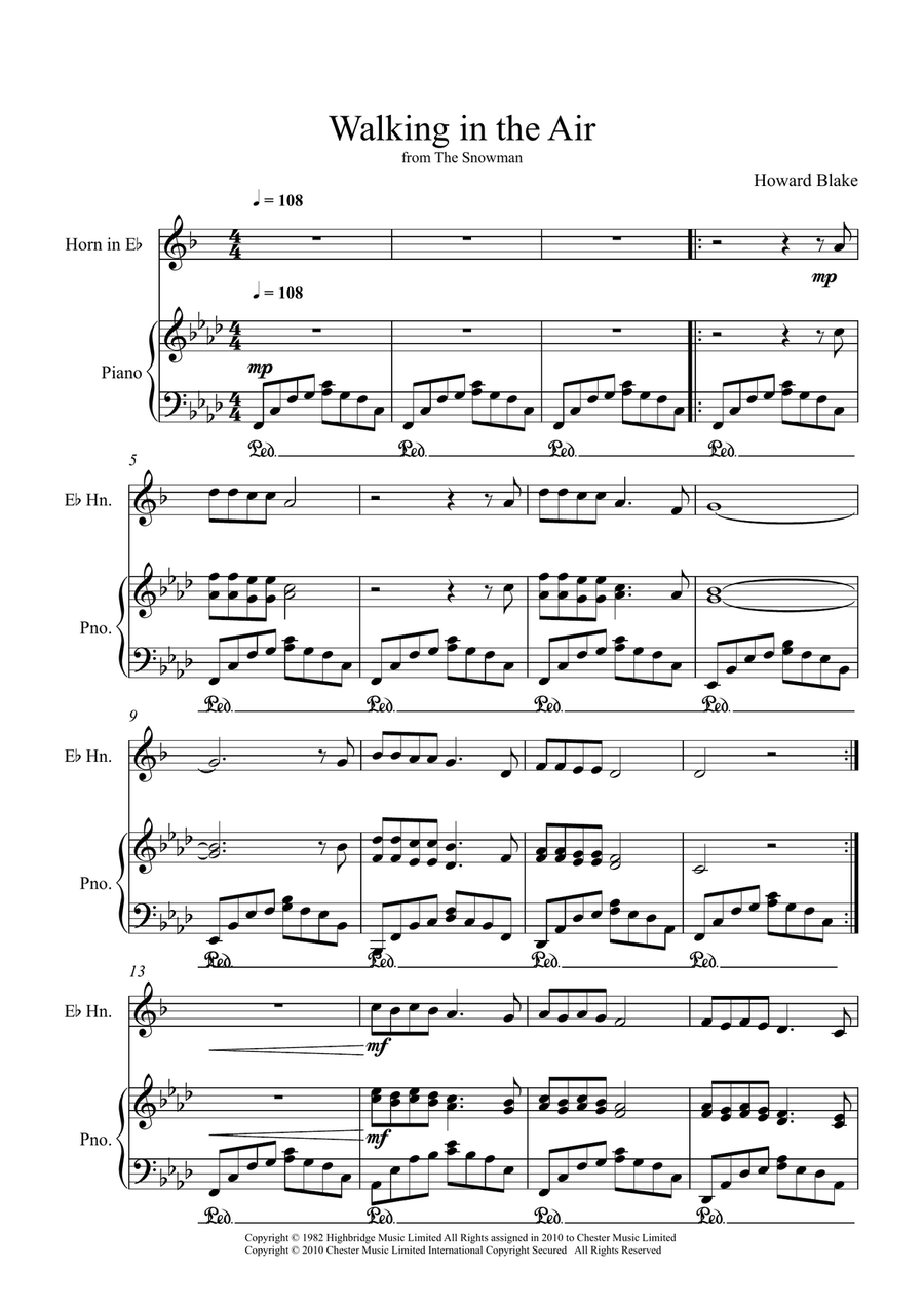 Walking In The Air Walking In The Air Horn scores gallery preview page 1