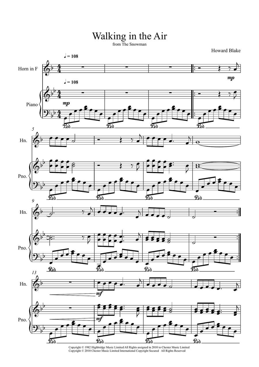 Walking In The Air Walking In The Air Piano scores gallery preview page 1