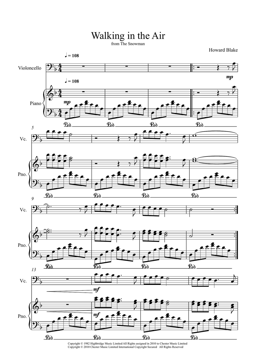 Walking In The Air Walking In The Air Piano scores gallery preview page 1