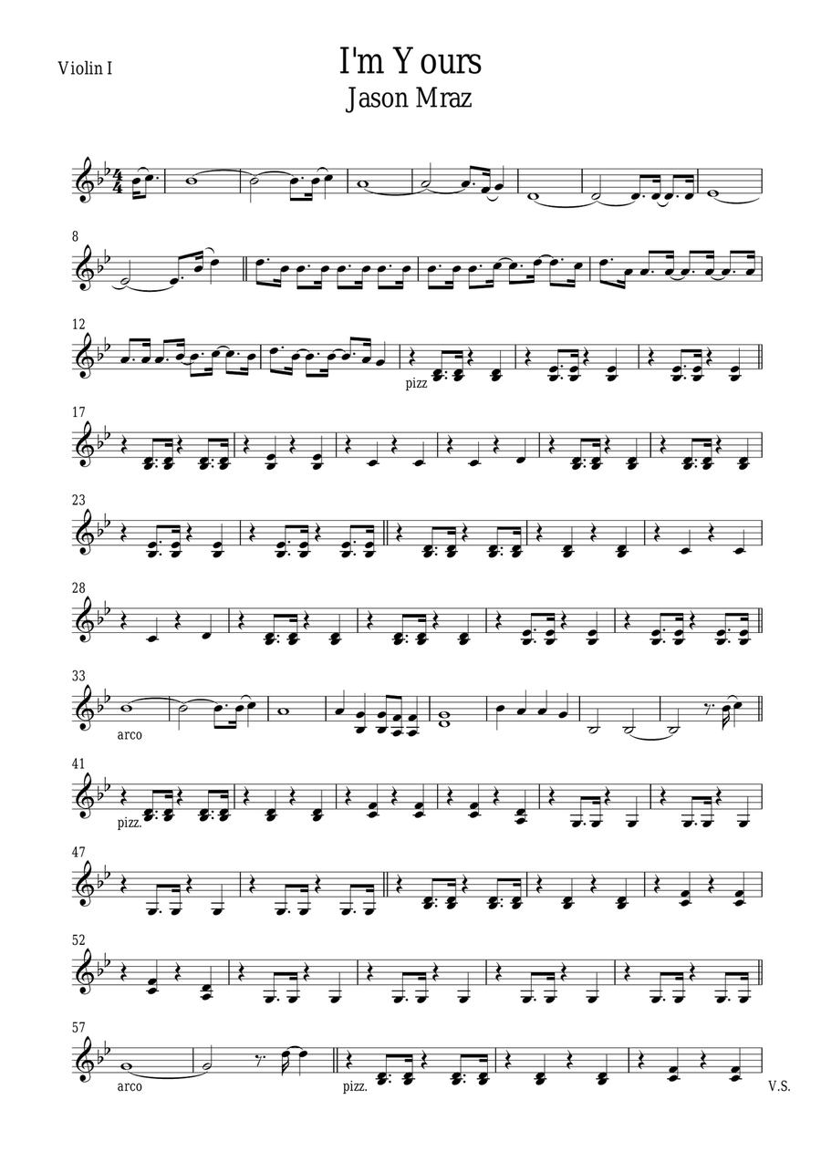 I'm Yours I'm Yours String Quartet scores gallery preview page 1