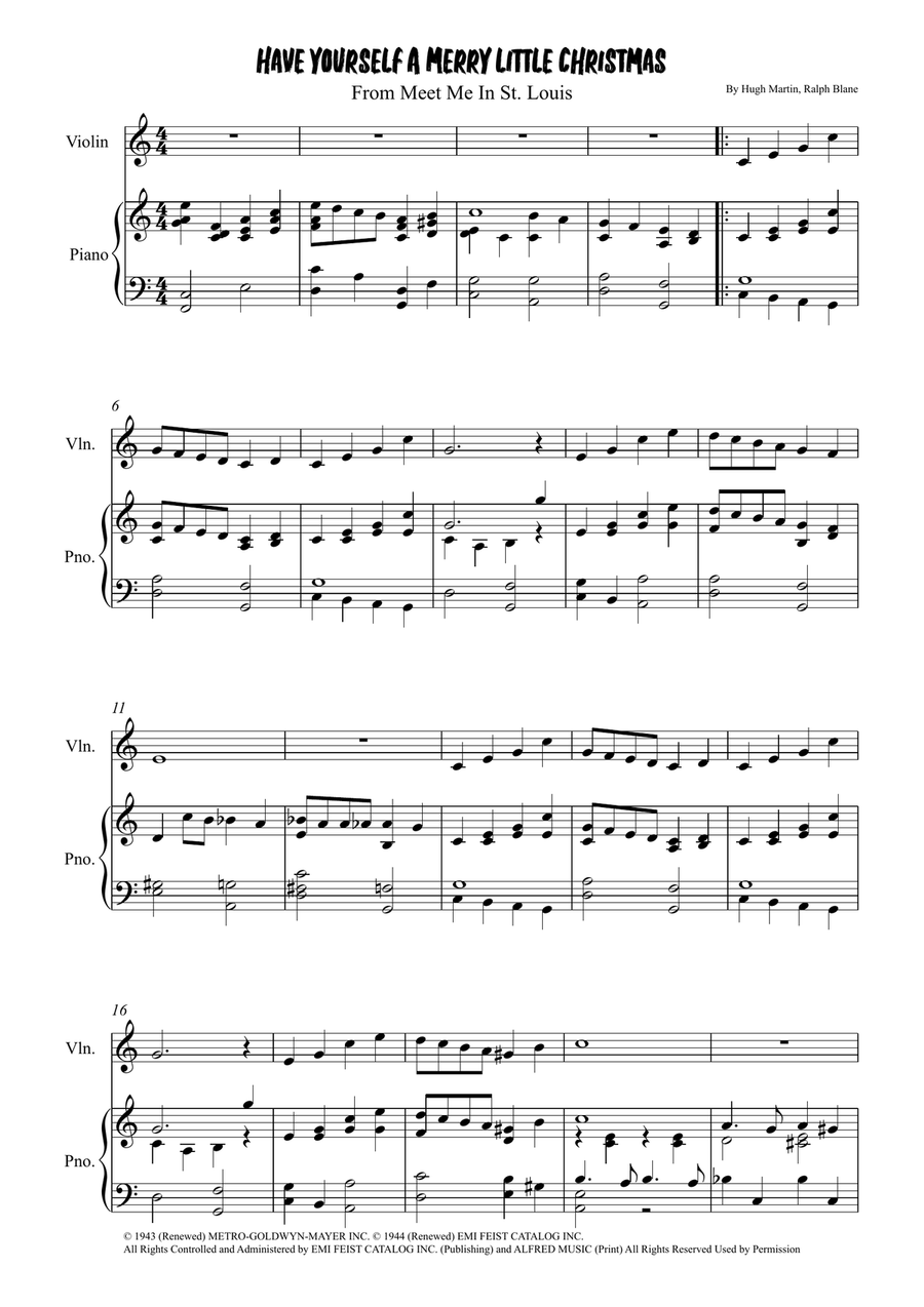 Have Yourself A Merry Little Christmas Violin Solo scores gallery preview page 1