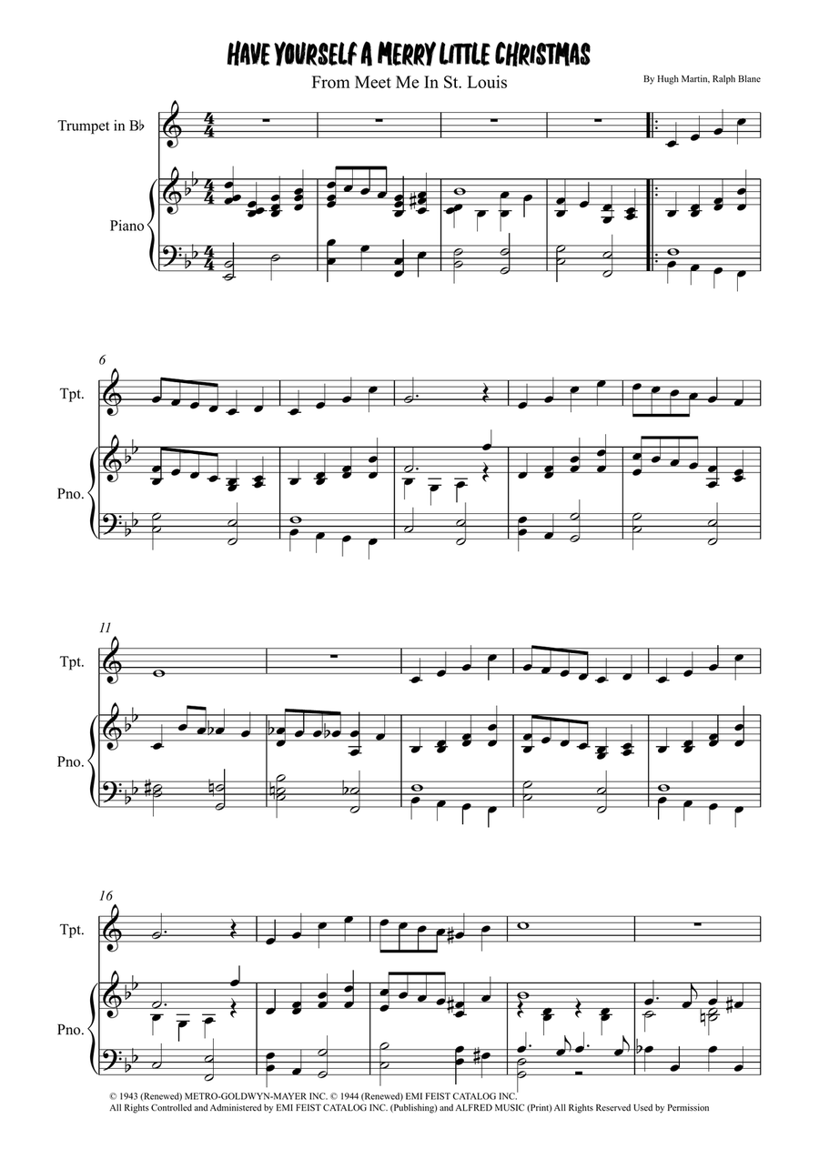Have Yourself A Merry Little Christmas Trumpet Solo scores gallery preview page 1