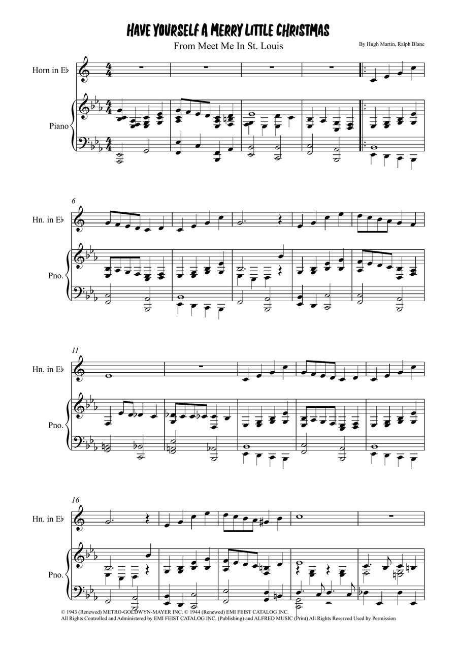 Have Yourself A Merry Little Christmas Horn scores gallery preview page 1