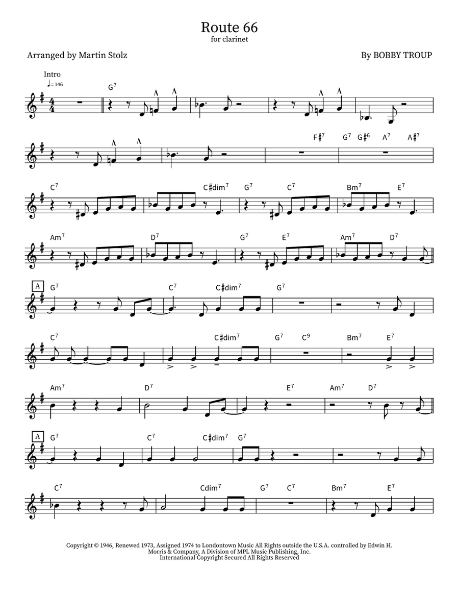 Route 66 Route 66 Clarinet scores gallery preview page 1