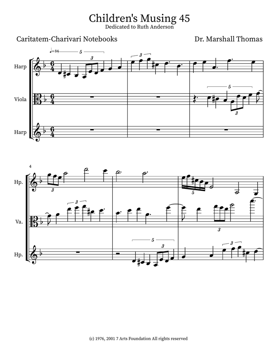 Children's Musing 45 Children's Musing 45 Small Ensemble scores gallery preview page 1