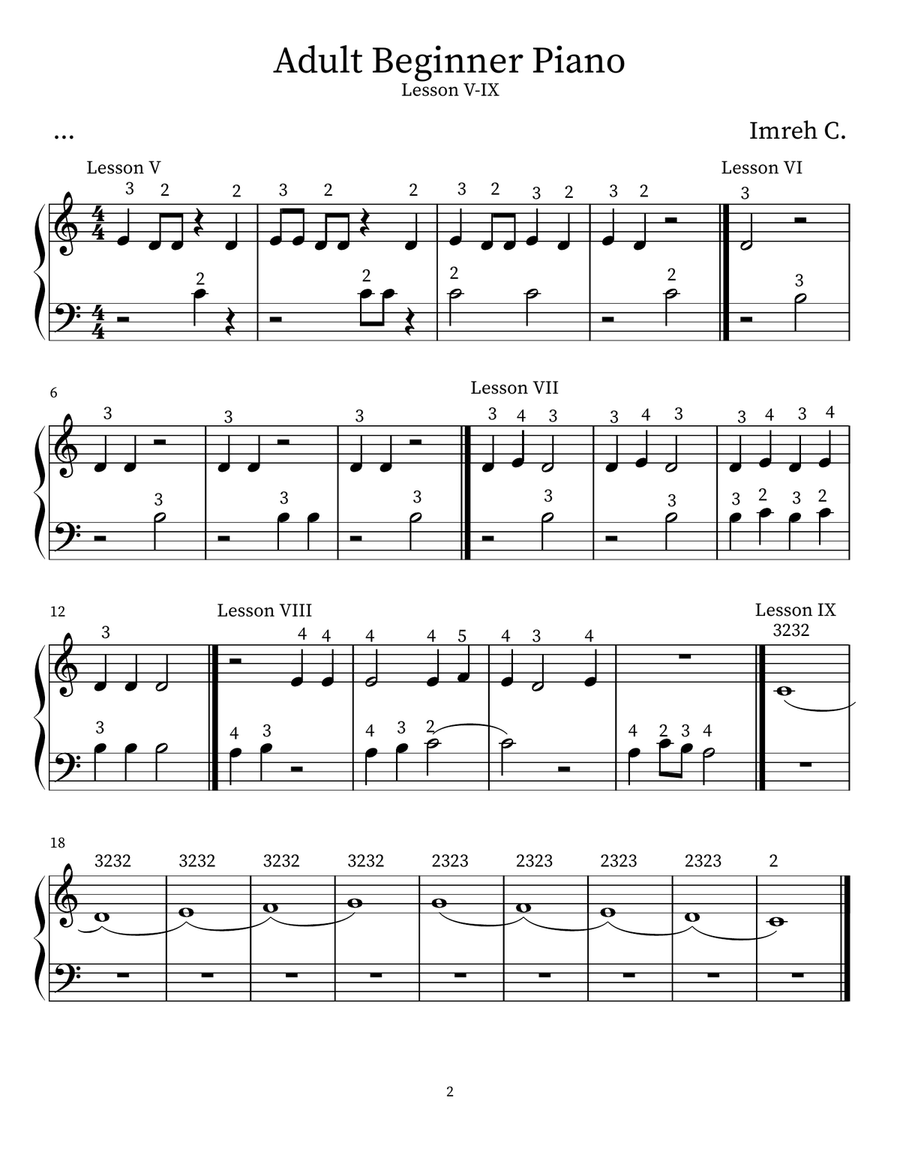 Adult Beginner Piano Lessons V-IX Chamber Music scores gallery preview page 1