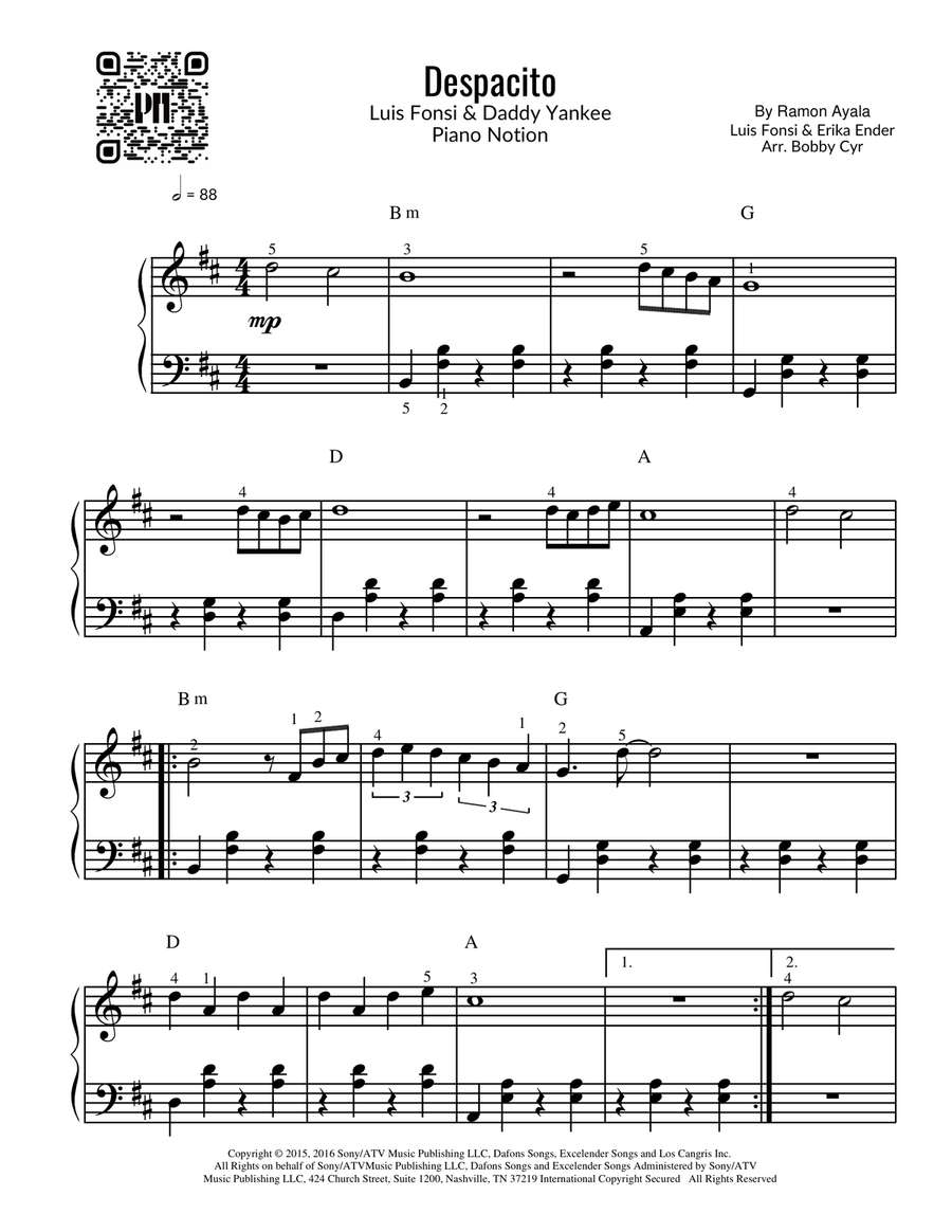 Despacito Despacito Easy Piano scores gallery preview page 1
