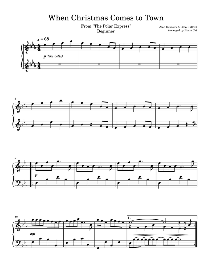 When Christmas Comes To Town Easy Piano scores gallery preview page 1