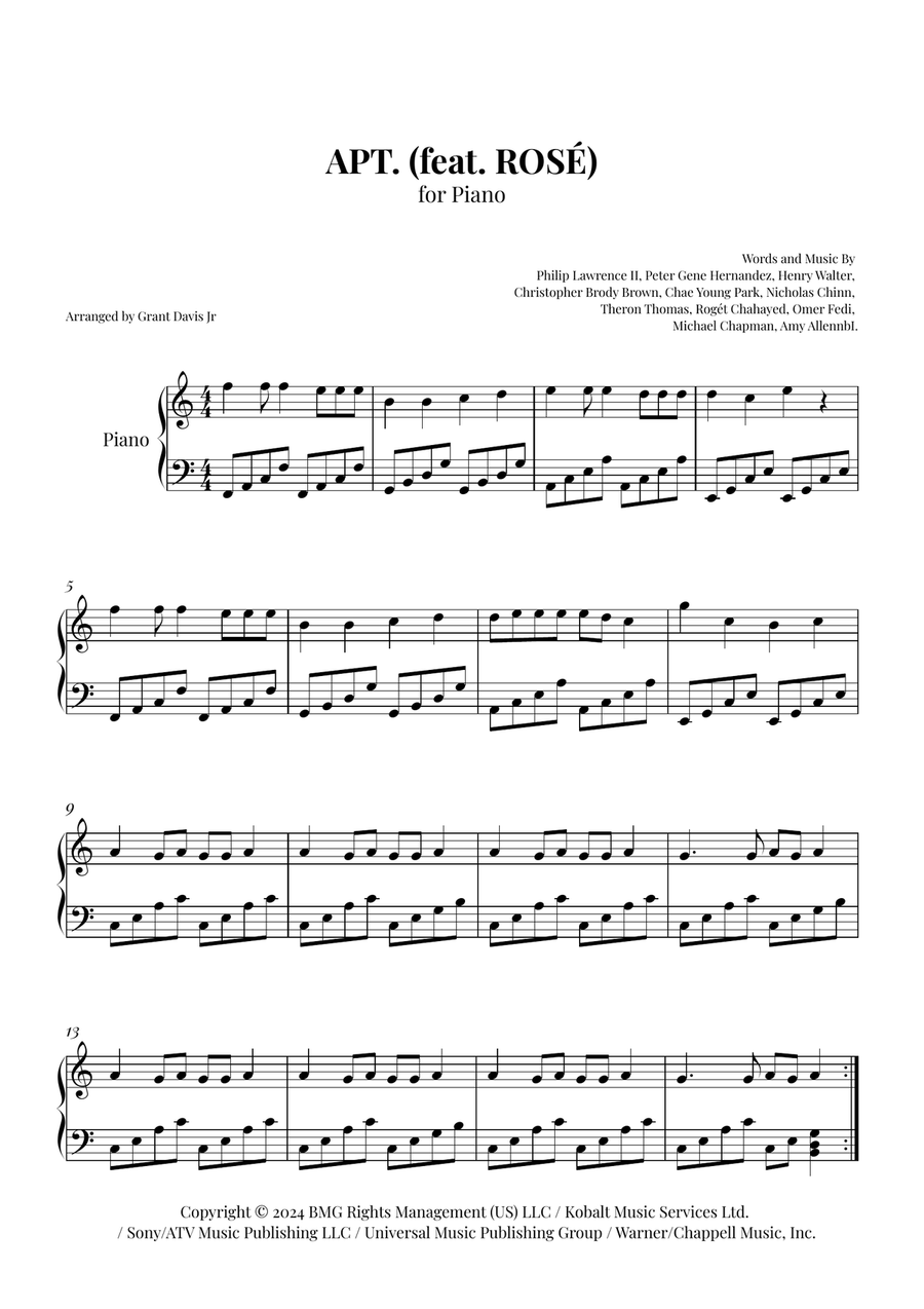 Apt. Easy Piano scores gallery preview page 1