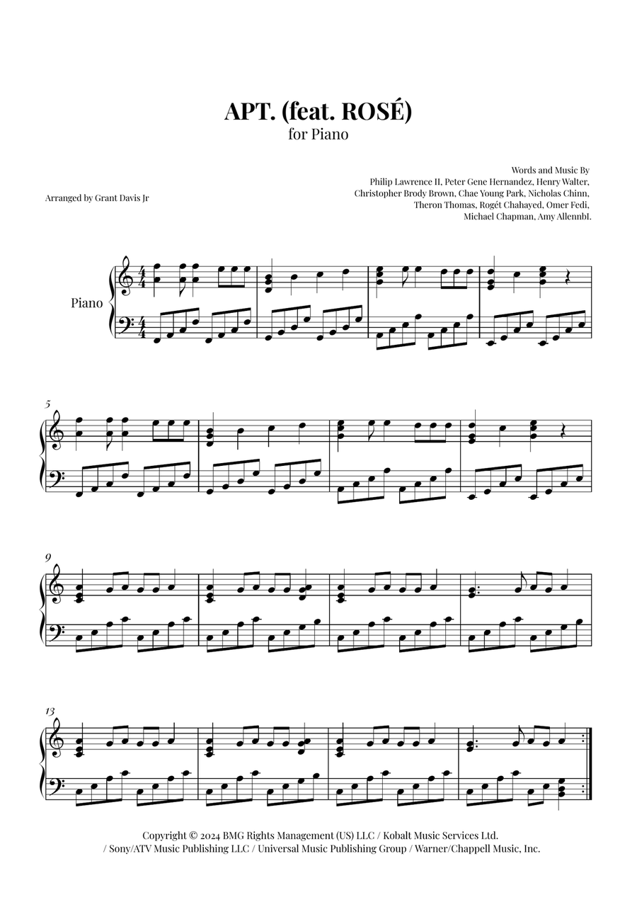 Apt. Easy Piano scores gallery preview page 1
