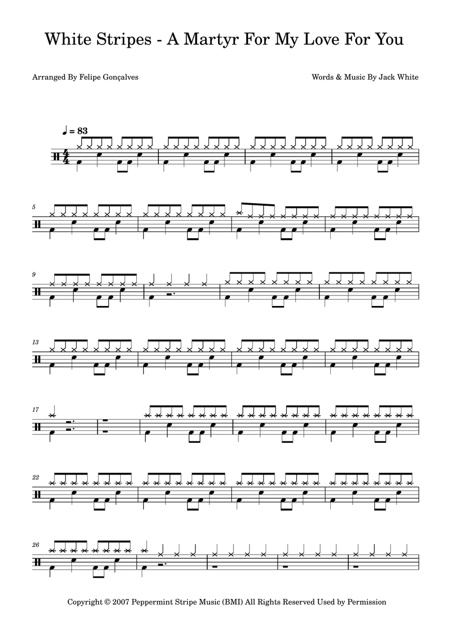 A Martyr For My Love For You Drum Set scores gallery preview page 1