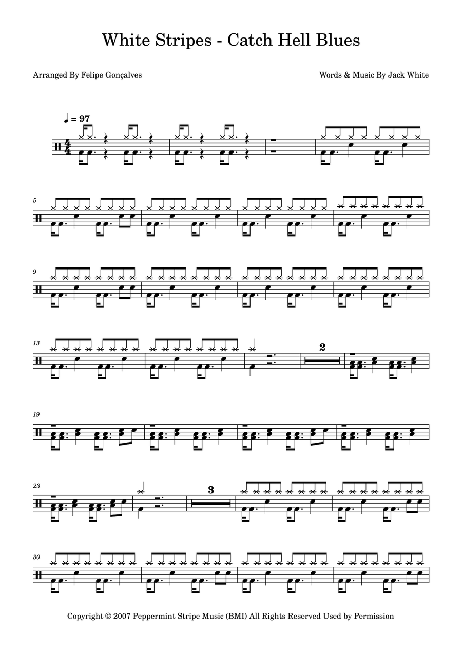 Catch Hell Blues Catch Hell Blues Drum Set scores gallery preview page 1