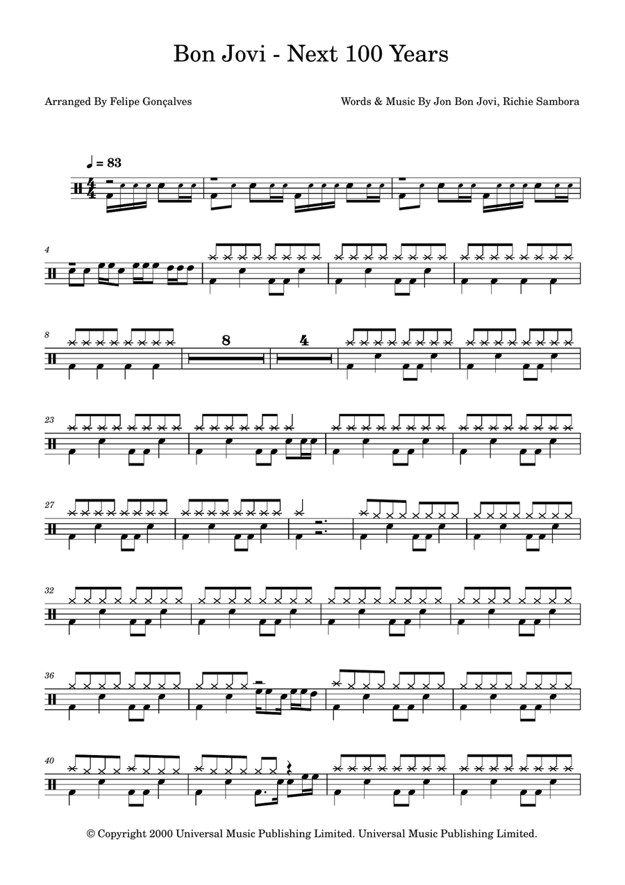 Next 100 Years Next 100 Years Drum Set scores gallery preview page 1