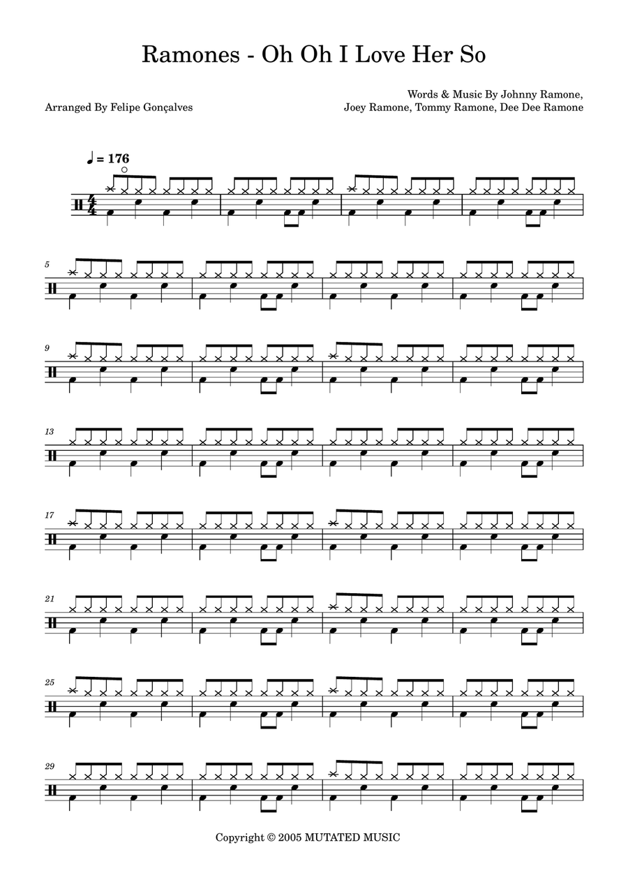 Oh Oh I Love Her So Oh Oh I Love Her So Drum Set scores gallery preview page 1