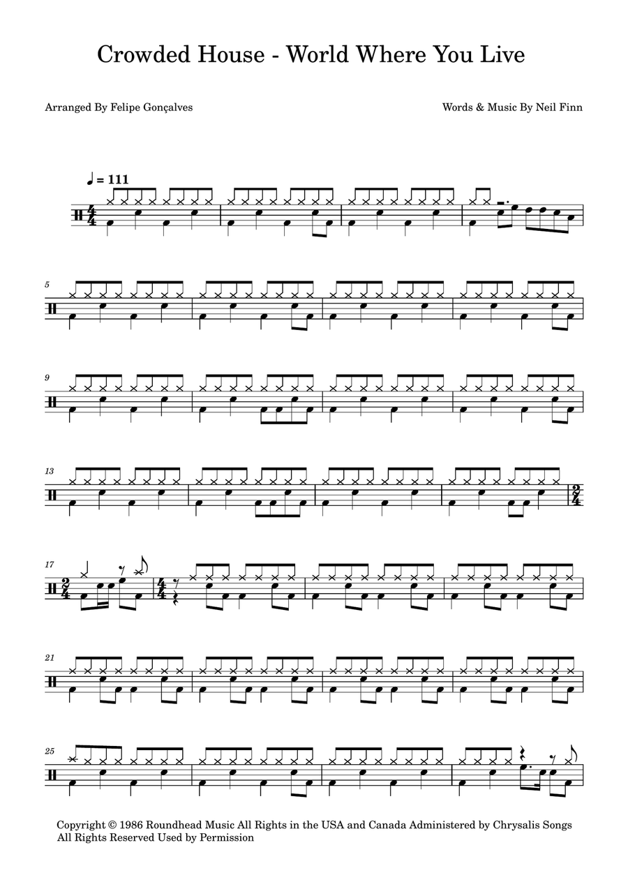 World Where You Live World Where You Live Drum Set scores gallery preview page 1