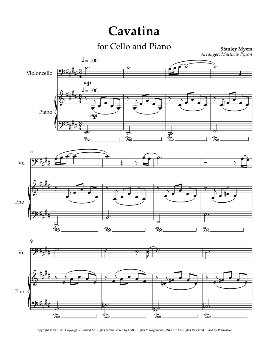 Cavatina Cavatina Piano scores gallery preview page 1