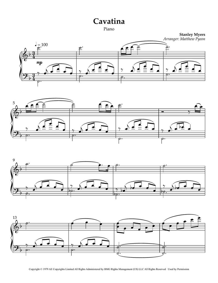 Cavatina Cavatina Piano Solo scores gallery preview page 1