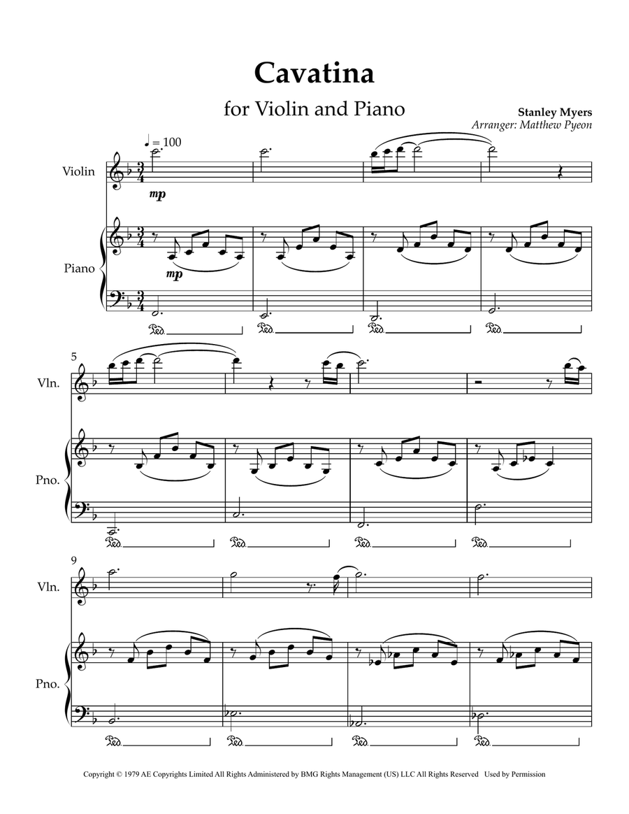 Cavatina Cavatina Violin Solo scores gallery preview page 1