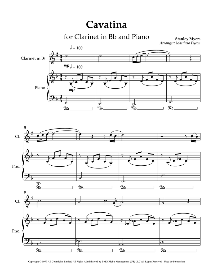 Cavatina Cavatina B-Flat Clarinet scores gallery preview page 1