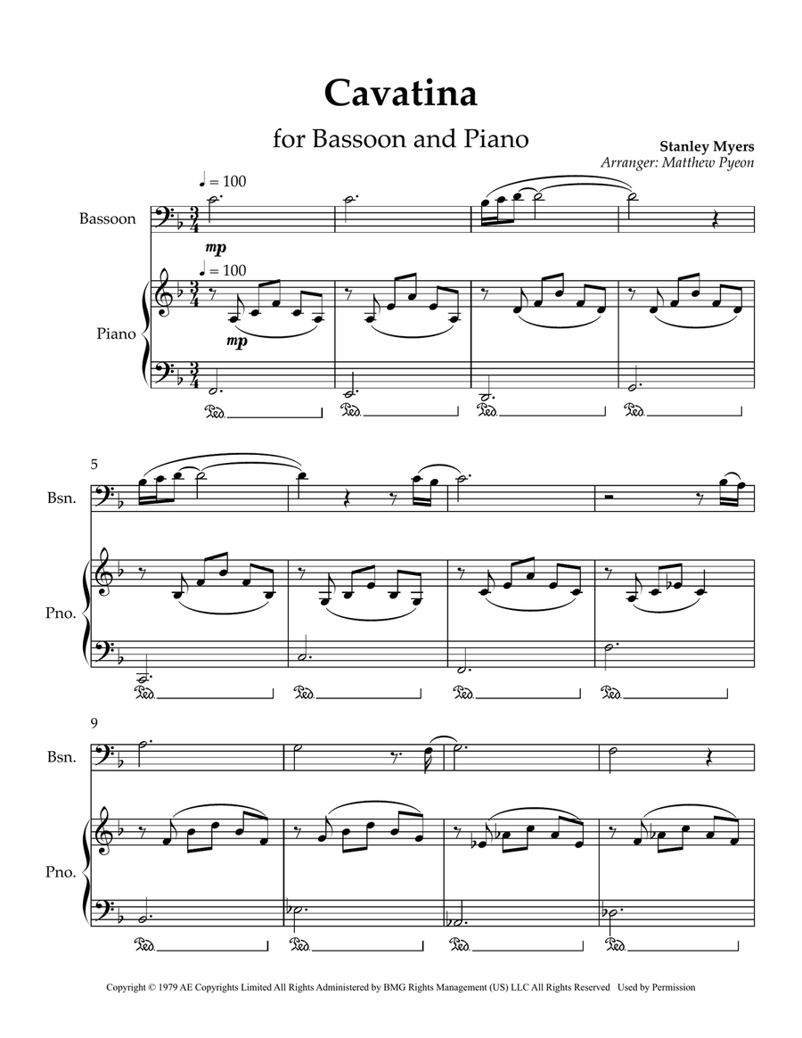 Cavatina Cavatina Bassoon scores gallery preview page 1