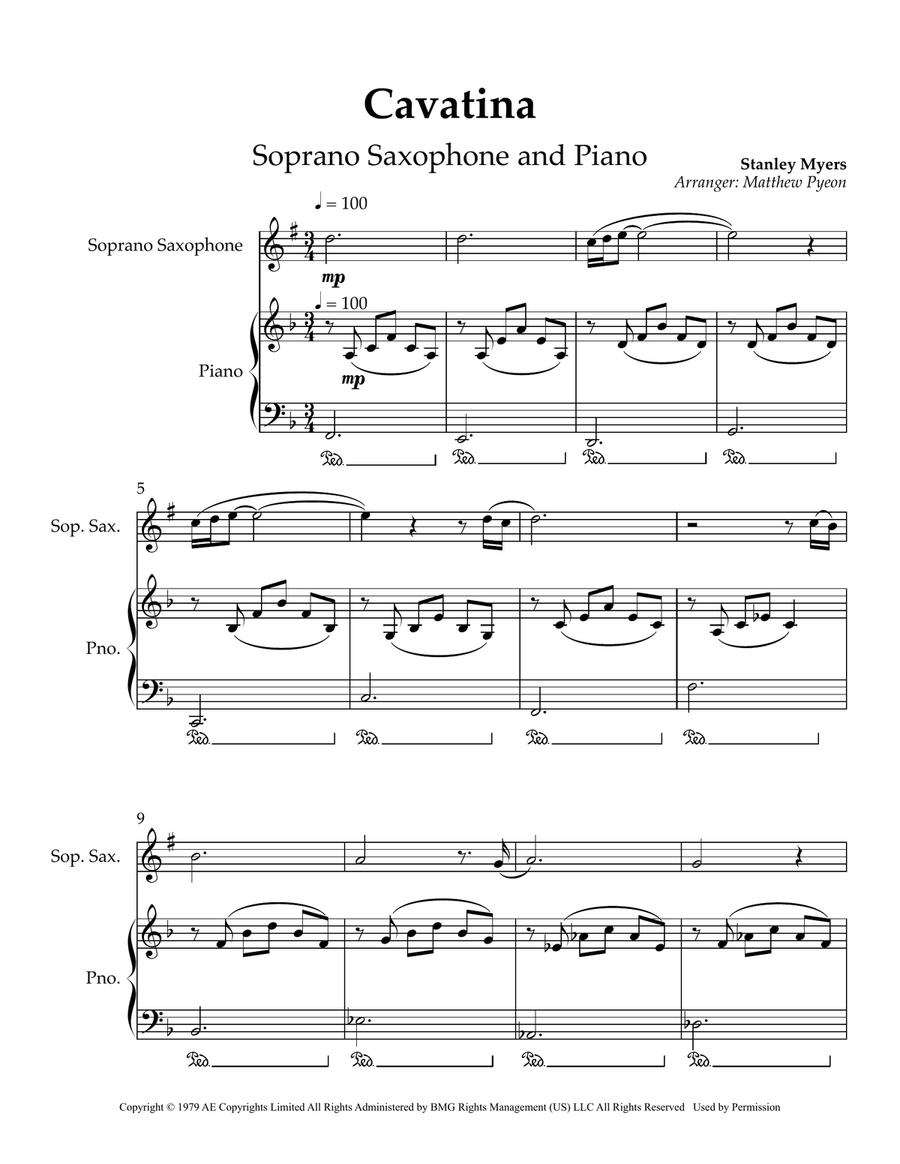 Cavatina Cavatina Soprano Saxophone scores gallery preview page 1