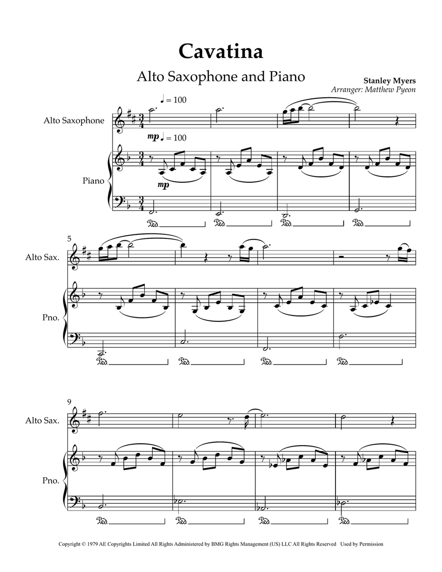 Cavatina Cavatina Alto Saxophone scores gallery preview page 1