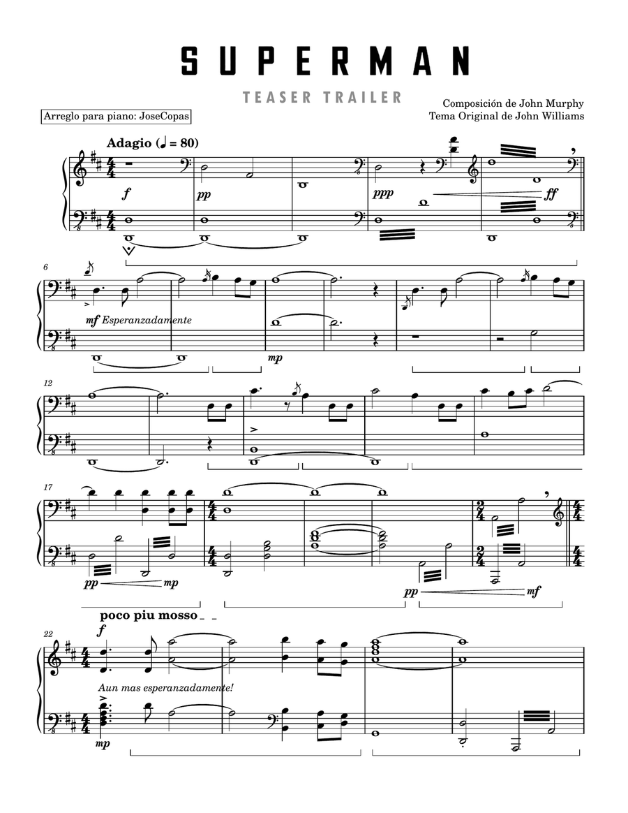 Theme From Superman (Trailer Version) Piano Solo scores gallery preview page 1