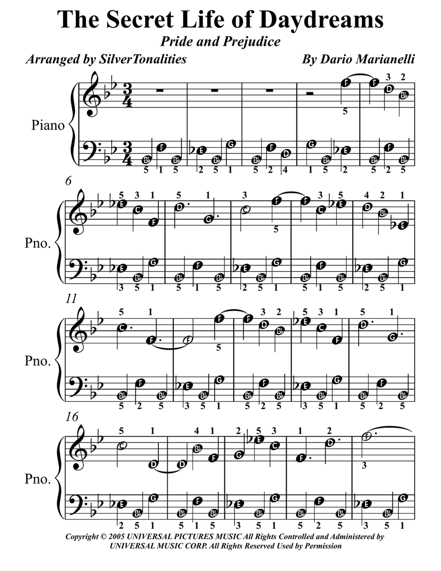 The Secret Life Of Daydreams Piano Method scores gallery preview page 1
