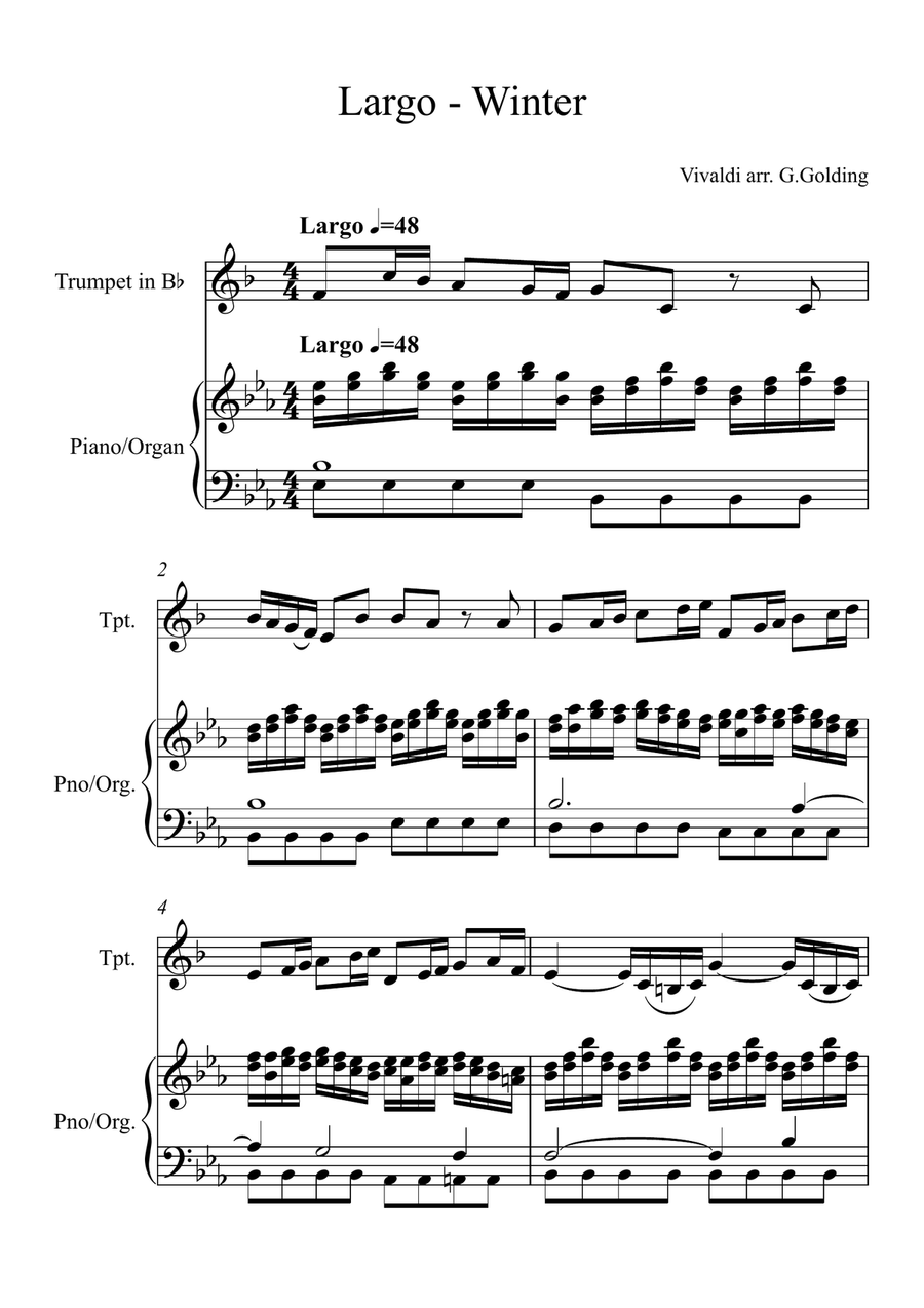 Winter Largo from The 4 Seasons Trumpet Solo scores gallery preview page 1