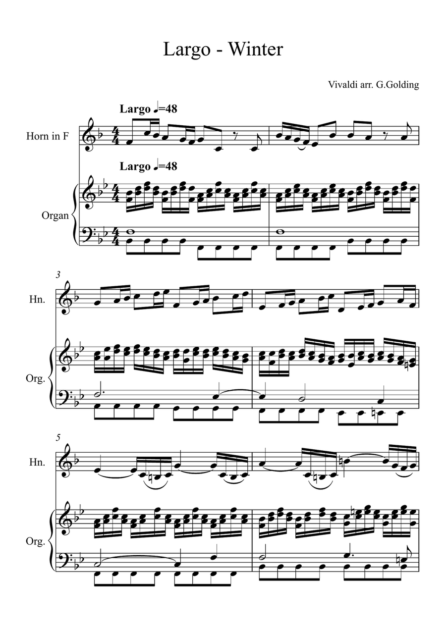 Winter Largo from The 4 Seasons Piano scores gallery preview page 1