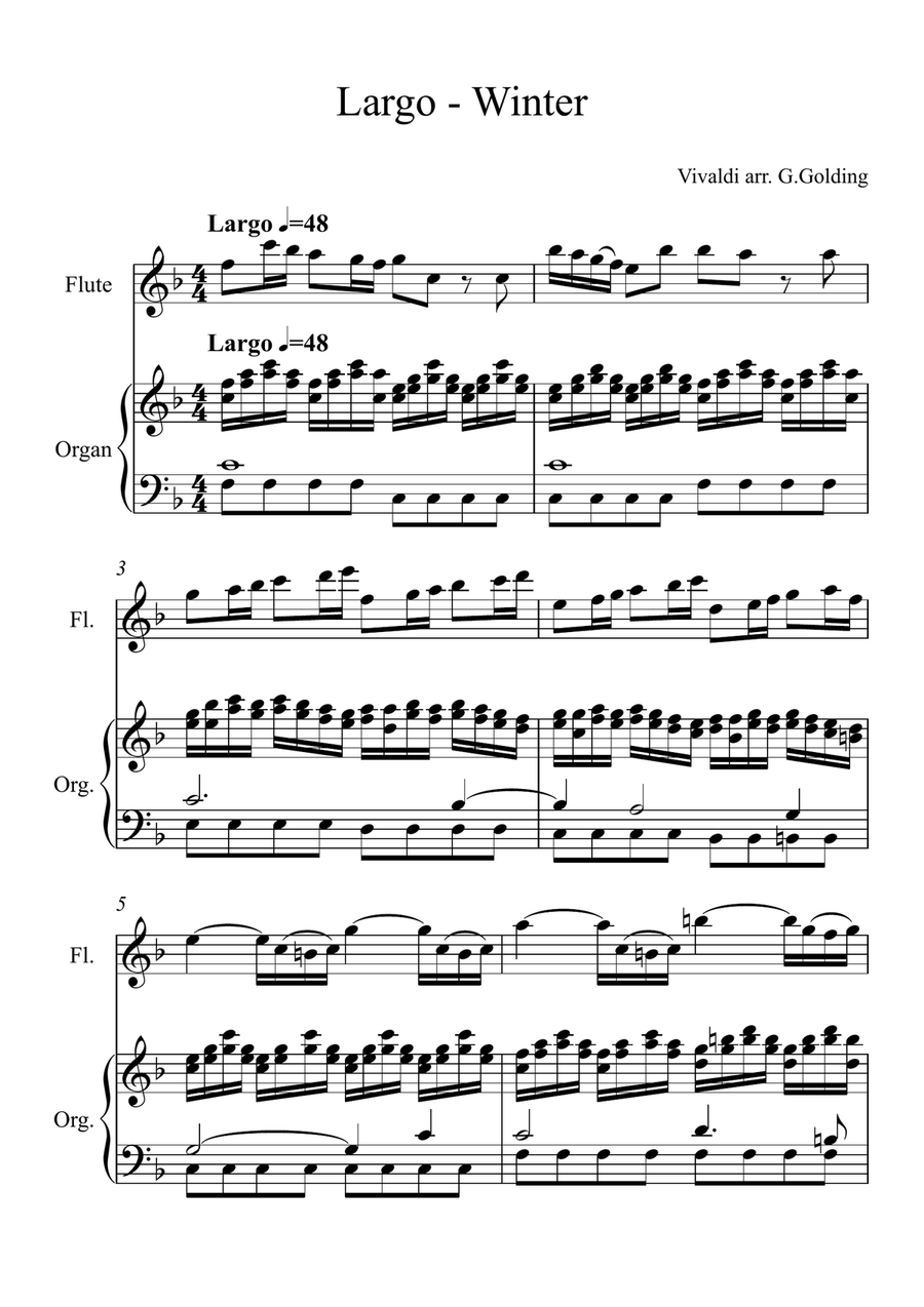 Winter Largo from The 4 Seasons Flute Solo scores gallery preview page 1