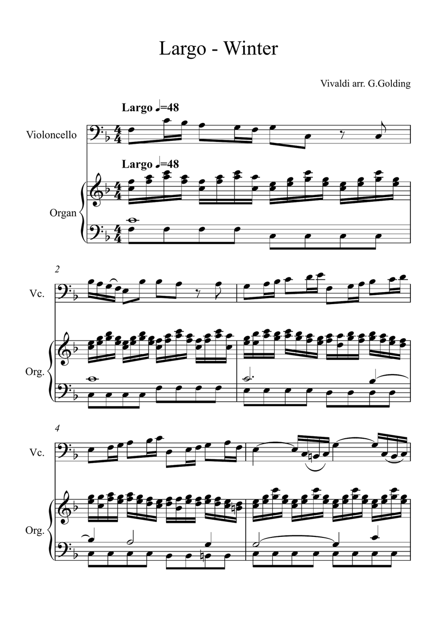 Winter Largo from The 4 Seasons Piano scores gallery preview page 1