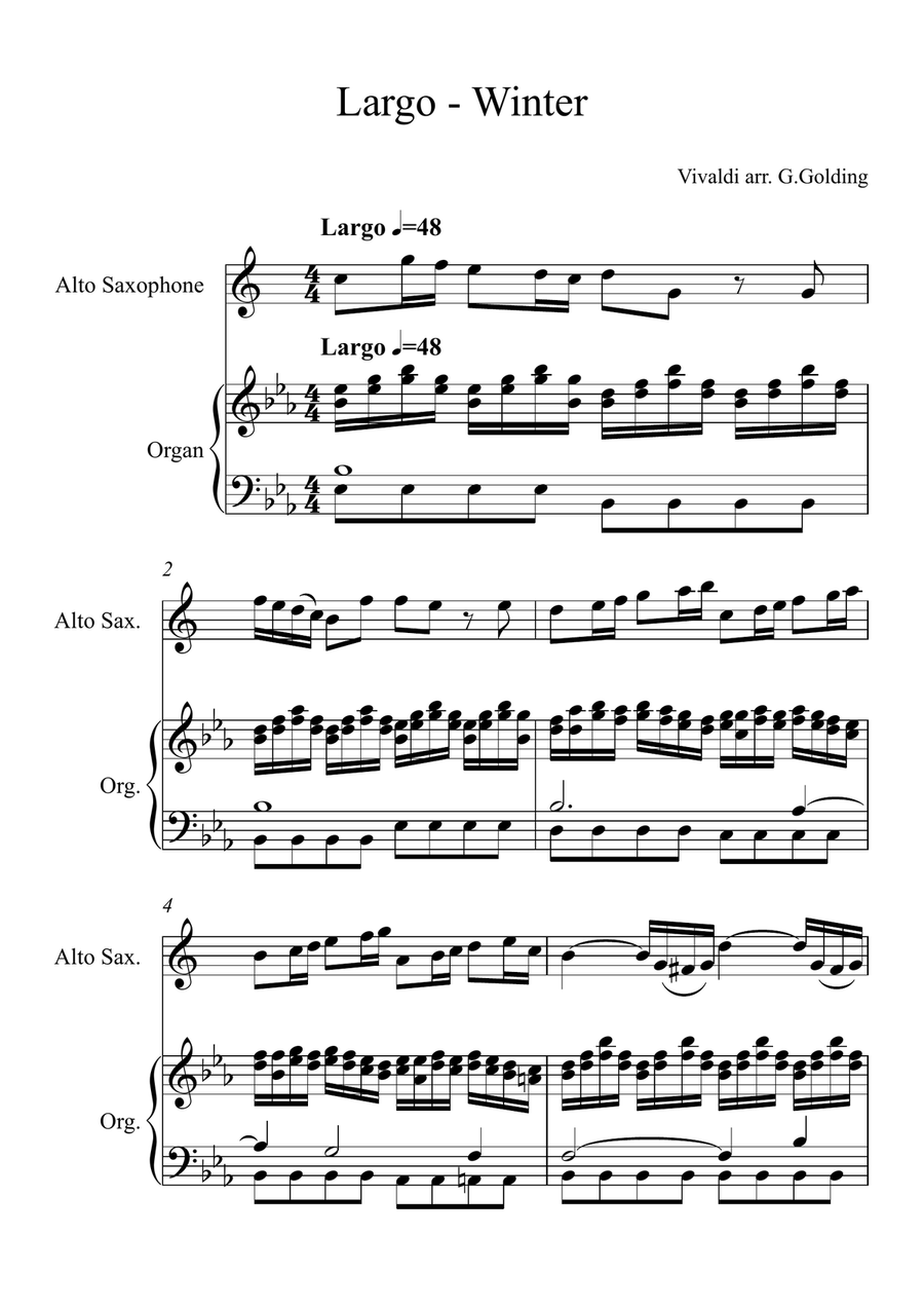 Winter Largo from The 4 Seasons Alto Saxophone scores gallery preview page 1