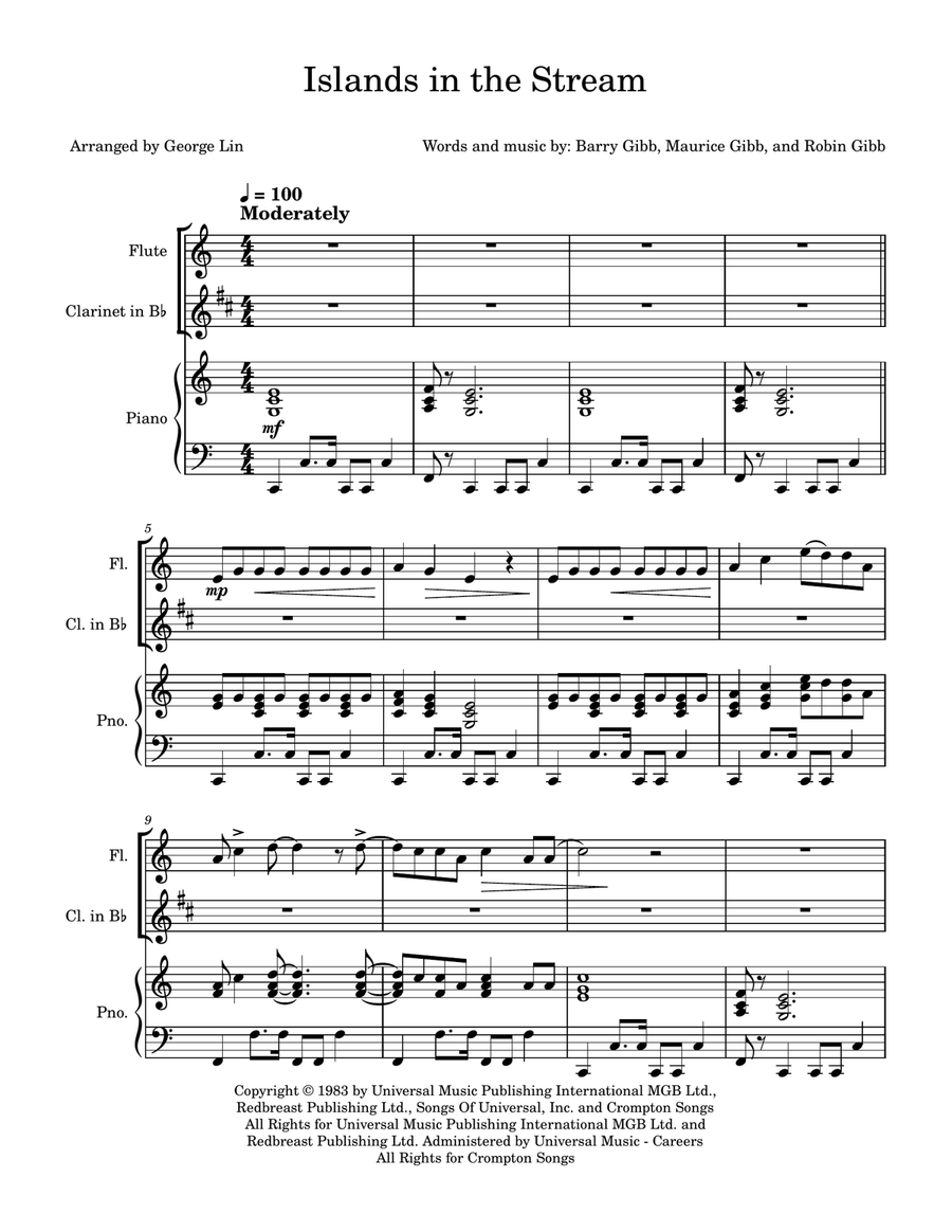 Islands In The Stream Islands In The Stream Woodwind Duet scores gallery preview page 1