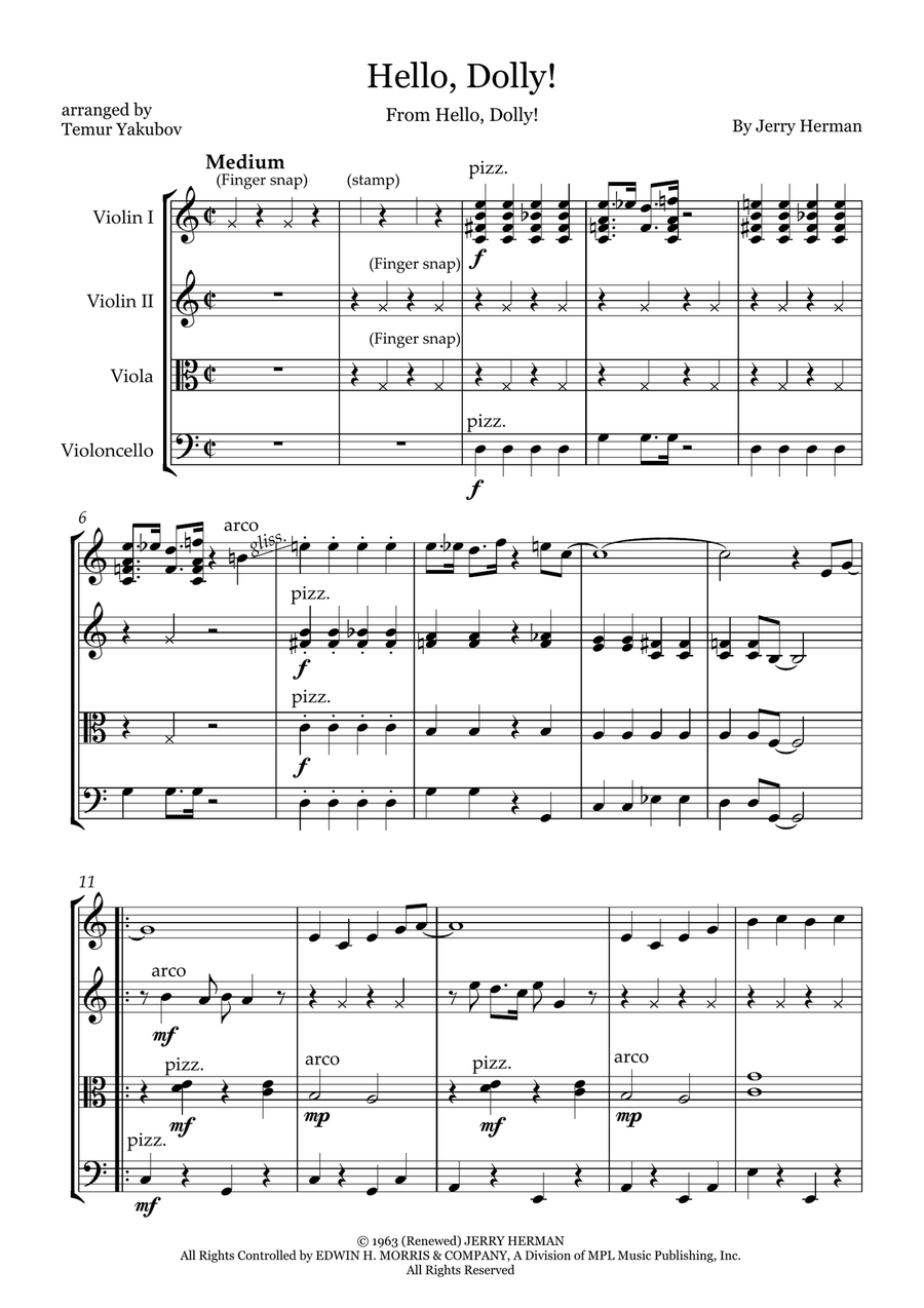 Hello, Dolly! String Quartet scores gallery preview page 1
