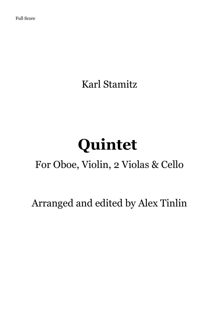 Quintet for Oboe, Violin, 2 Violas, and Cello Small Ensemble scores gallery preview page 1
