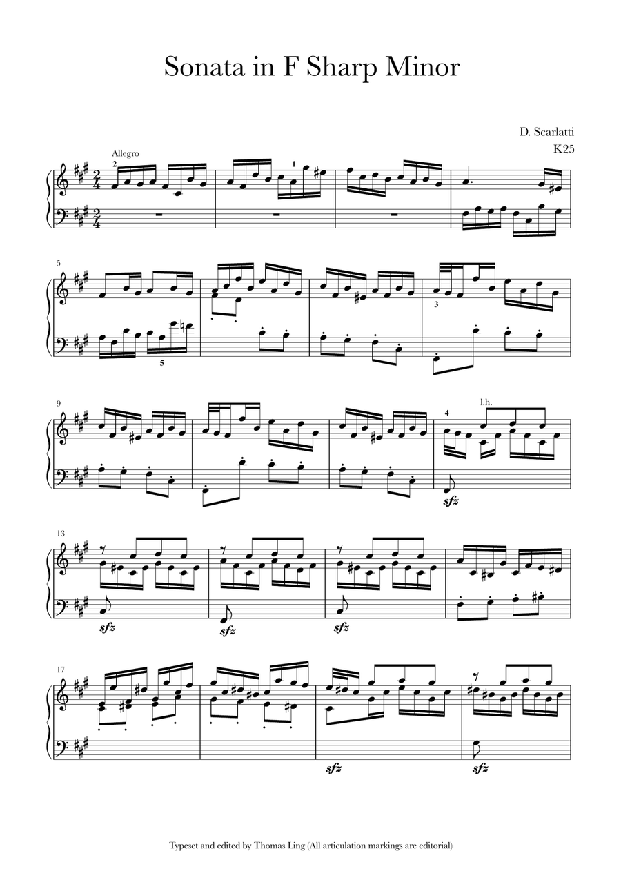 Sonata in F sharp minor K25 Piano Method scores gallery preview page 1
