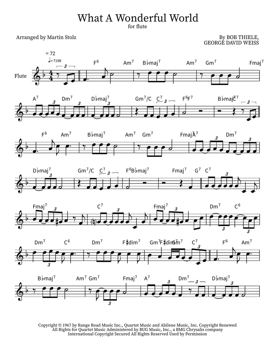 What A Wonderful World What A Wonderful World Flute scores gallery preview page 1