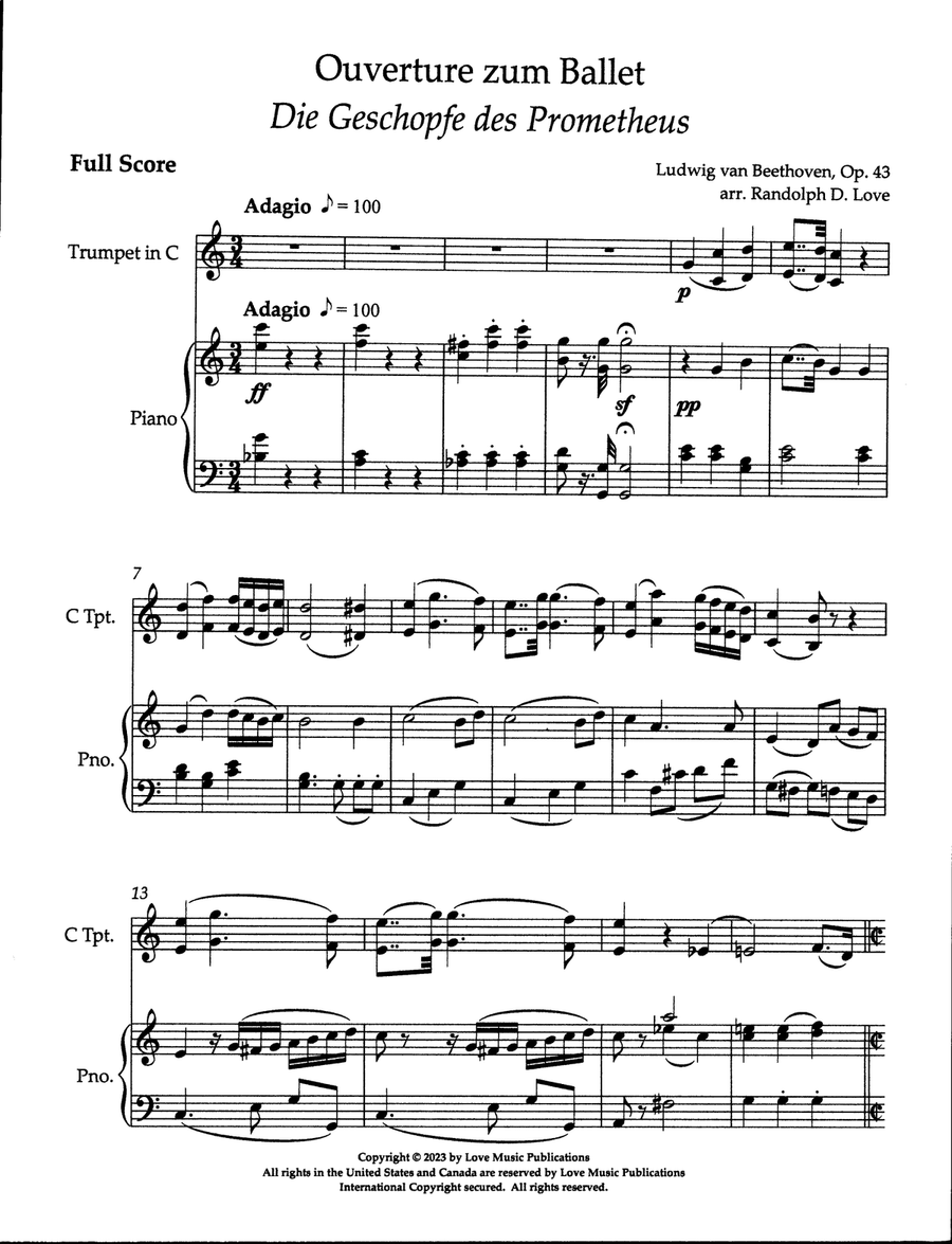 Overture zum Ballet Die Geschopfe des Prometheus Chamber Music scores gallery preview page 1