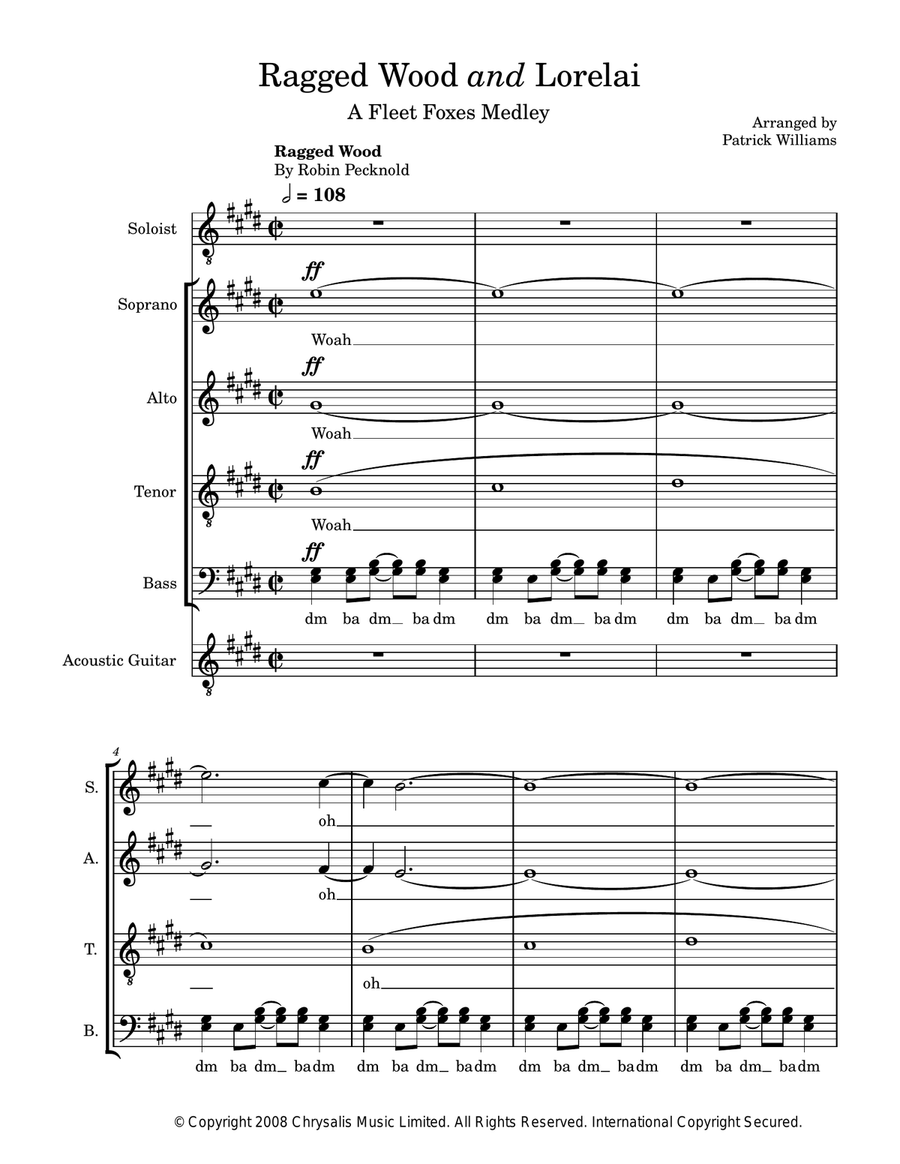 Medley: Ragged Wood with Lorelai 4-Part scores gallery preview page 1