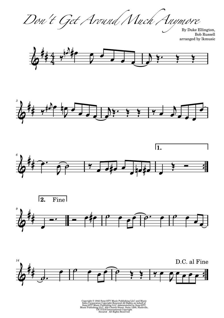 Don't Get Around Much Anymore B-Flat Trumpet scores gallery preview page 1
