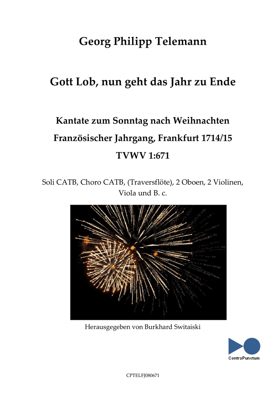 Gott Lob, nun geht das Jahr zu Ende TVWV 1:671 4-Part scores gallery preview page 1