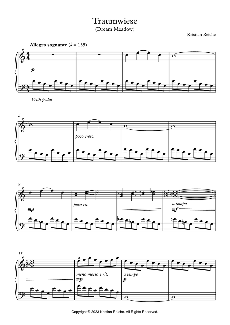 Traumwiese (Dream Meadow) Piano Solo scores gallery preview page 1