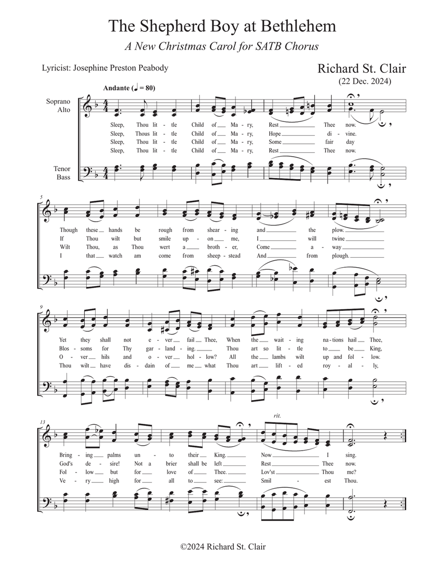 The Shepherd Boy at Bethlehem - for SATB Chorus a Cappella 4-Part scores gallery preview page 1